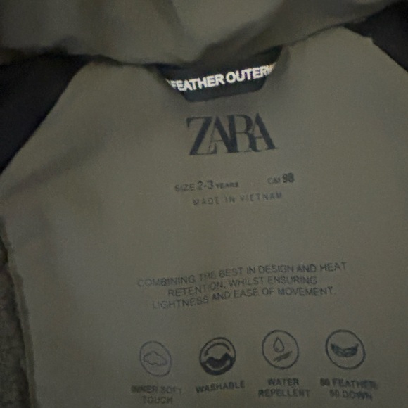 Toddler Zara Black and Grayish Greenish Puffer Jacket - Picture 3 of 5